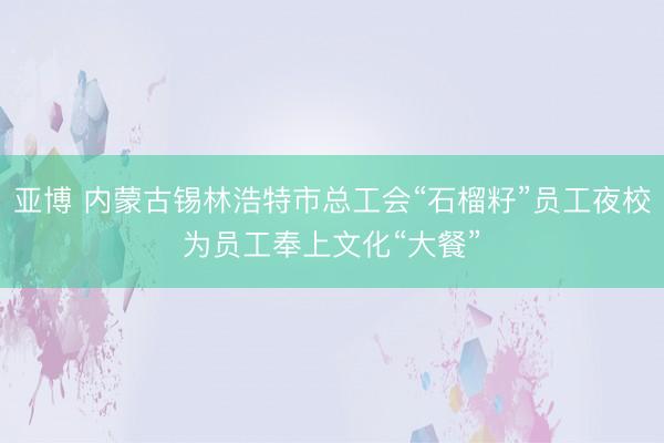 亚博 内蒙古锡林浩特市总工会“石榴籽”员工夜校为员工奉上文化“大餐”