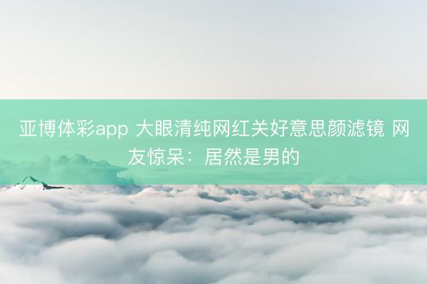 亚博体彩app 大眼清纯网红关好意思颜滤镜 网友惊呆：居然是男的