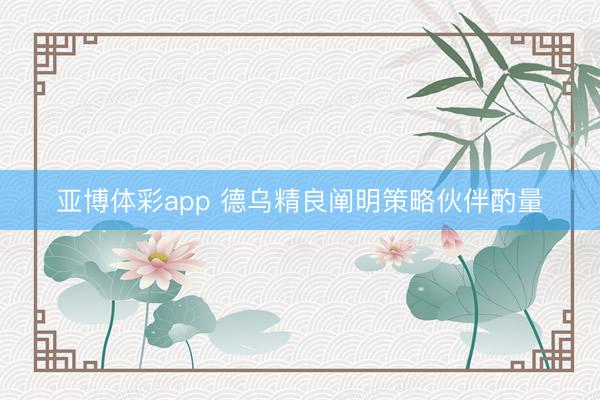 亚博体彩app 德乌精良阐明策略伙伴酌量