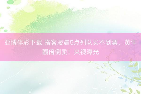 亚博体彩下载 搭客凌晨5点列队买不到票，黄牛翻倍倒卖！央视曝光